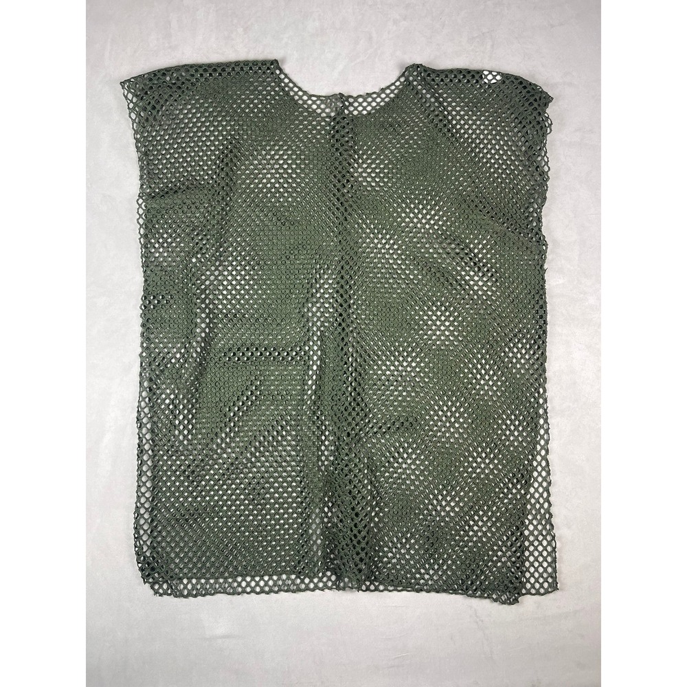 Olive Green Fishnet Mesh Sleeveless Top Oversized Festival Streetwear 2XL